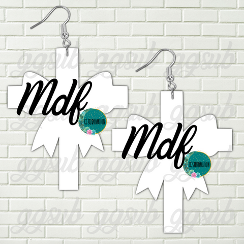 MDF - Cross with bow earrings 2 sizes to choose from