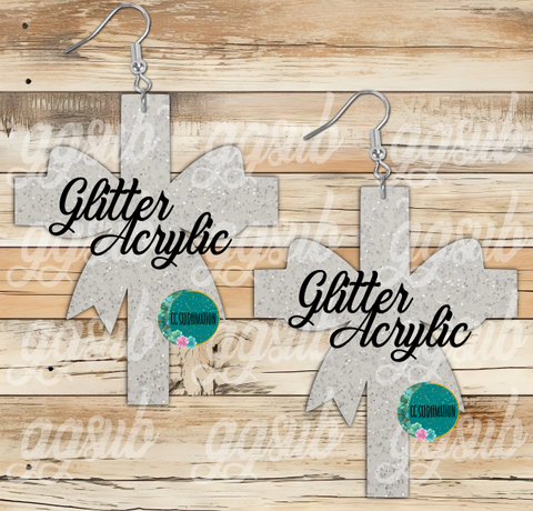 Glitter Acrylic Cross with bow 5 & 10 pairs 1.5 & 2 inch size - Sublimation Acrylic