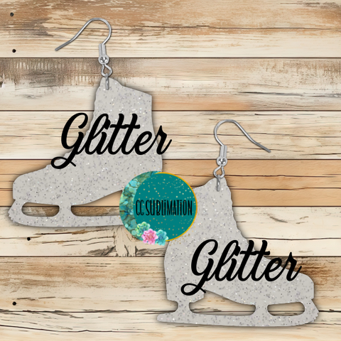 Glitter Acrylic Ice skate 5 & 10 pairs 1.5 & 2 inch size - Sublimation Acrylic