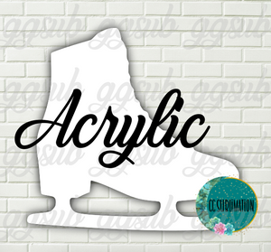 Acrylic Ice skate 10 or 20 count 1.5 & 2 inch size (FOR BADGE REELS) - Sublimation Acrylic