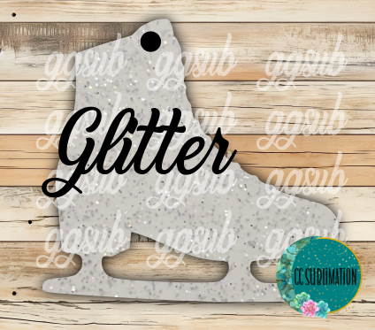 Glitter Acrylic - Ice skate With or Without Hole - Sublimation Acrylic