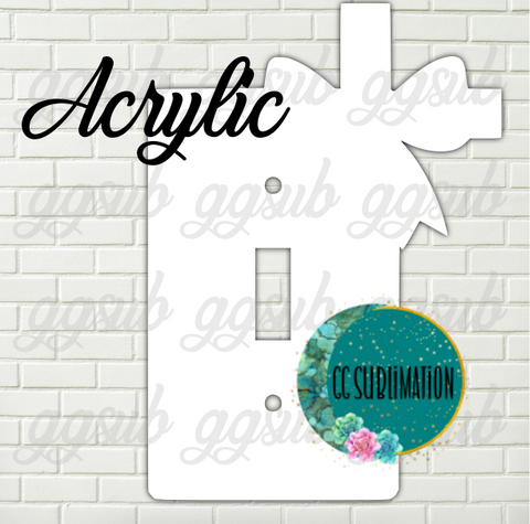 Acrylic- Cross with bow light switch cover Sublimation Acrylic