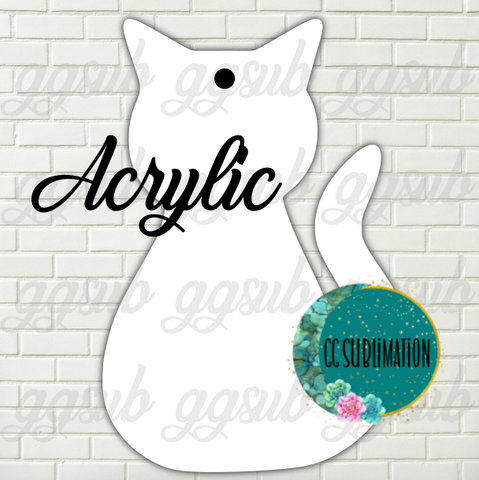 Acrylic- Cat sitting With or Without Hole - Sublimation Acrylic