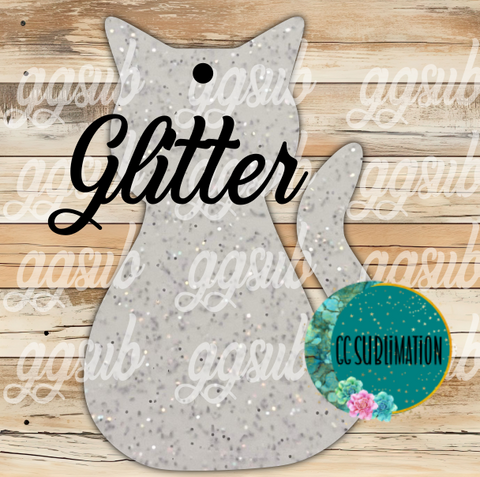 Glitter Acrylic - Cat sitting With or Without Hole - Sublimation Acrylic