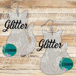 Glitter Acrylic Cat sitting 5 & 10 pairs 1.5 & 2 inch size - Sublimation Acrylic