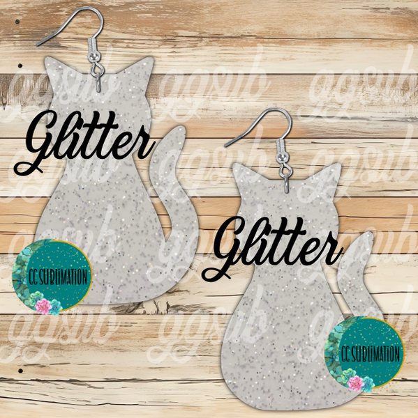 Glitter Acrylic Cat sitting 5 & 10 pairs 1.5 & 2 inch size - Sublimation Acrylic
