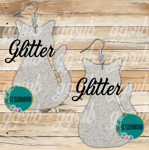 Glitter Acrylic Cat sitting 5 & 10 pairs 1.5 & 2 inch size - Sublimation Acrylic