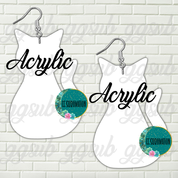 Acrylic - Cat sitting 5 & 10 pairs 1.5 & 2 inch size - Sublimation Acrylic