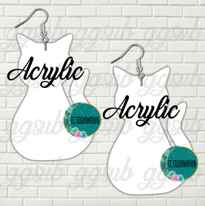 Acrylic - Cat sitting 5 & 10 pairs 1.5 & 2 inch size - Sublimation Acrylic