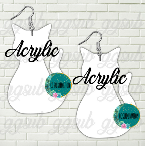 Acrylic - Cat sitting 5 & 10 pairs 1.5 & 2 inch size - Sublimation Acrylic