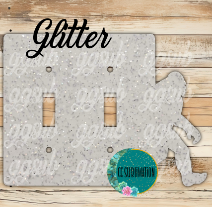 GLITTER Acrylic- Big foot -Double Light Switch Cover Sublimation
