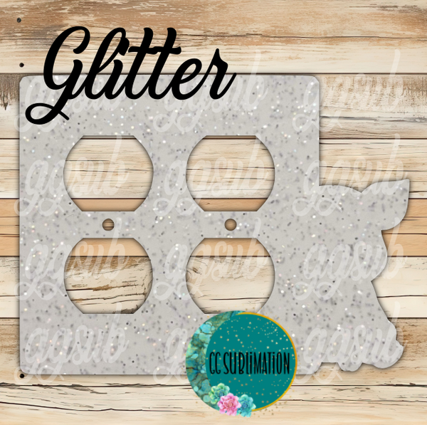 GLITTER Acrylic- Pig- Double Outlet Cover Sublimation