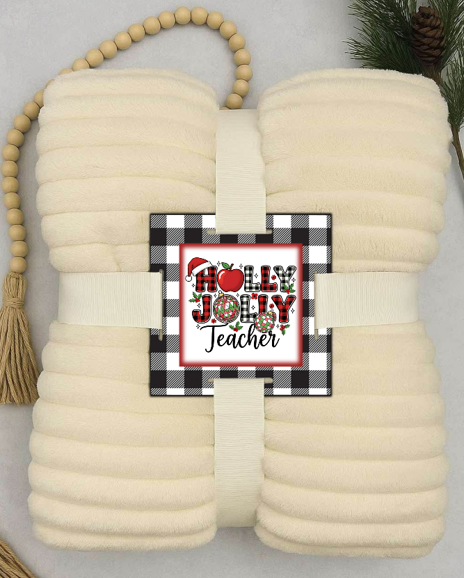 Digital design - Holly Jolly Teacher - Blanket Tag