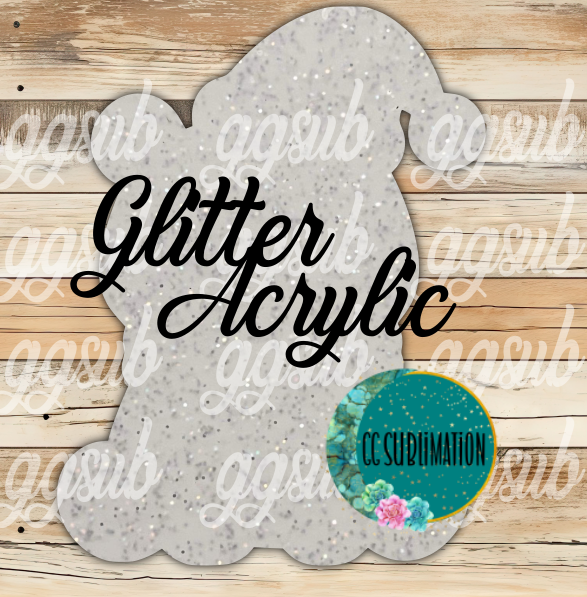 Glitter Acrylic Polar bear sitting 10 or 20 count 1.5 & 2 inch size( FOR BADGE REELS) - Sublimation Acrylic