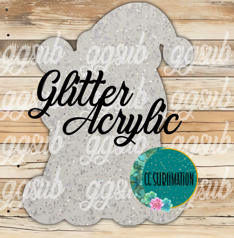 Glitter Acrylic Polar bear sitting 10 or 20 count 1.5 & 2 inch size( FOR BADGE REELS) - Sublimation Acrylic