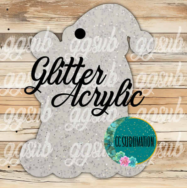 Glitter Acrylic - Polar bear sitting With or Without Hole - Sublimation Acrylic