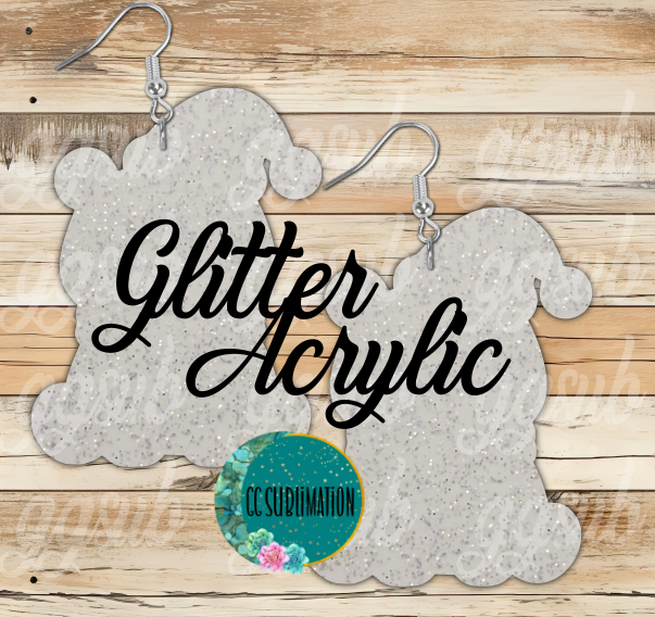 Glitter Acrylic Polar bear sitting 5 & 10 pairs 1.5 & 2 inch size - Sublimation Acrylic