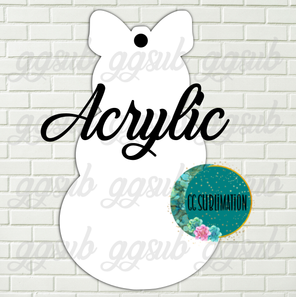 Acrylic- Snowman with bow With or Without Hole - Sublimation Acrylic