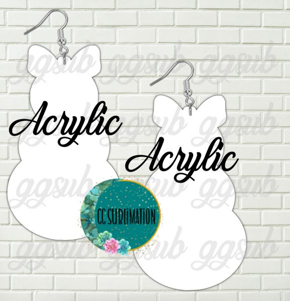 Acrylic - Snowman with bow 5 & 10 pairs 1.5 & 2 inch size - Sublimation Acrylic