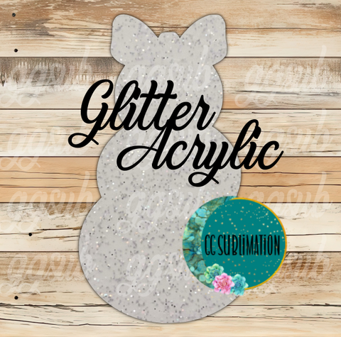 Glitter Acrylic Snowman with bow 10 or 20 count 1.5 & 2 inch size( FOR BADGE REELS) - Sublimation Acrylic