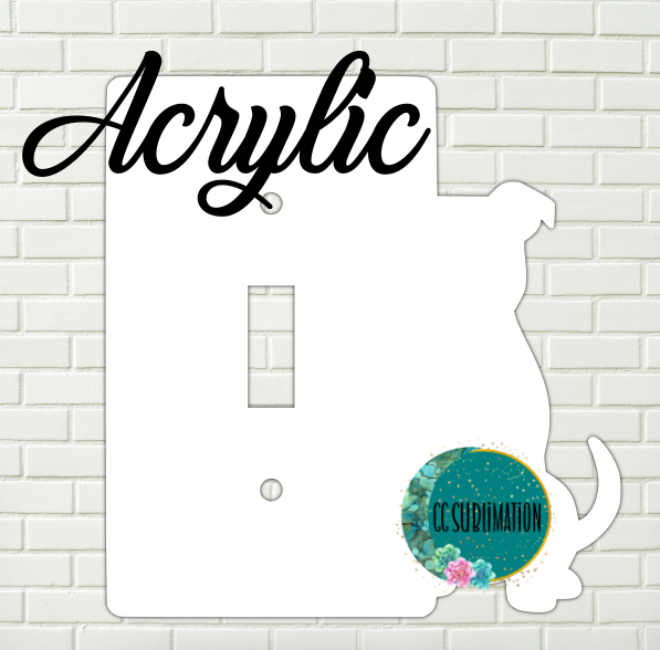 Acrylic- Pitbull-  light switch cover Sublimation Acrylic