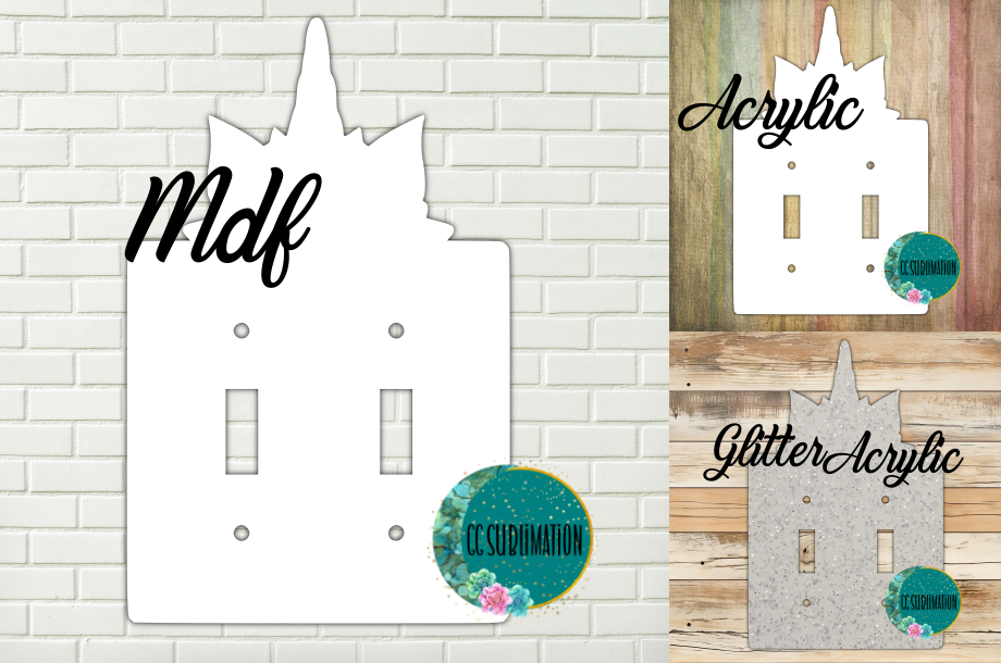 THREE OPTIONS- Unicorn - DOUBLE light switch Cover Sublimation
