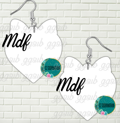 MDF - Bow Heart - earrings 2 sizes to choose from