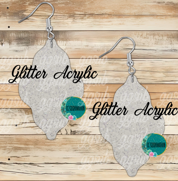 Glitter Acrylic- Wavy teardrop - 5 & 10 pairs 1.5 & 2 inch size - Sublimation Acrylic