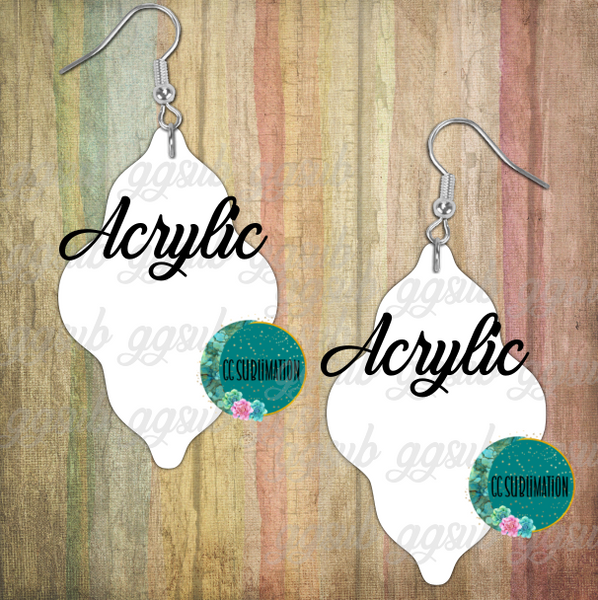 Acrylic - Wavy teardrop - 5 & 10 pairs 1.5 & 2 inch size - Sublimation Acrylic