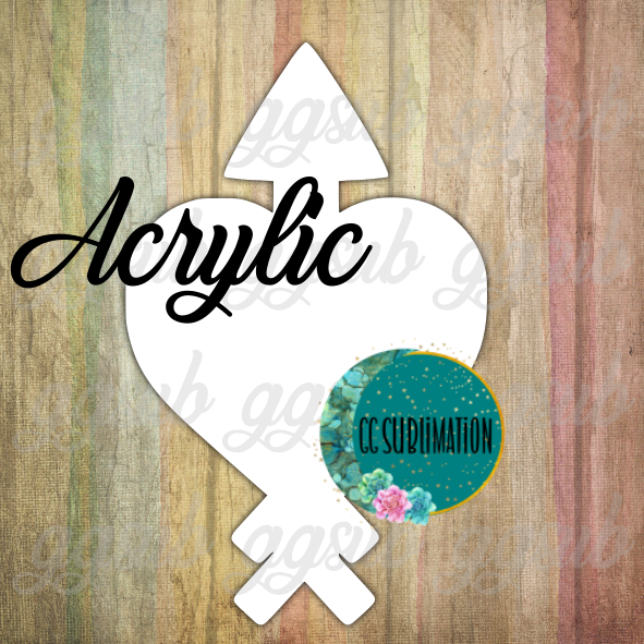 Acrylic- Heart arrow - With or Without Hole - Sublimation Acrylic