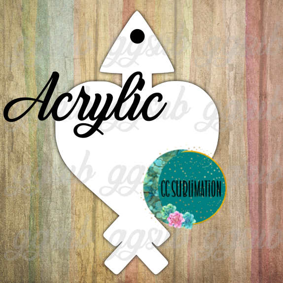 Acrylic- Heart arrow - With or Without Hole - Sublimation Acrylic