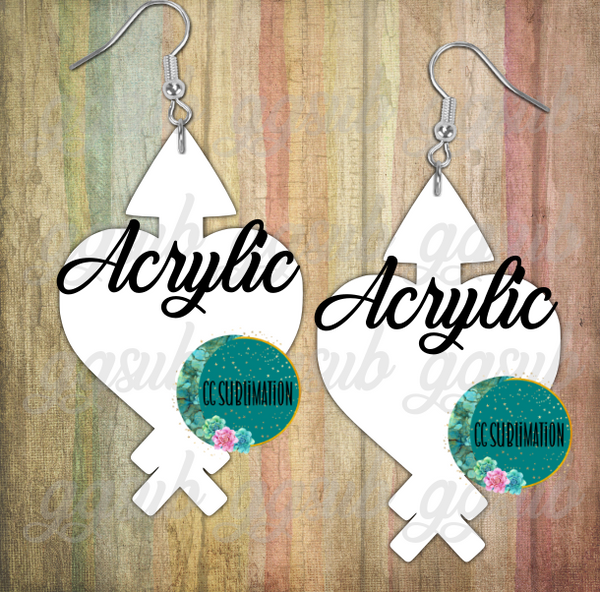 Acrylic - Heart arrow - 5 & 10 pairs 1.5 & 2 inch size - Sublimation Acrylic
