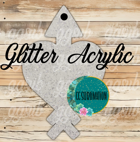 Glitter Acrylic - Heart Arrow - With or Without Hole - Sublimation Acrylic