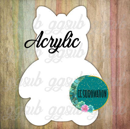 Acrylic- Teddy bear bow- With or Without Hole - Sublimation Acrylic