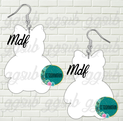 MDF - Teddy bear bow - earrings 2 sizes to choose from