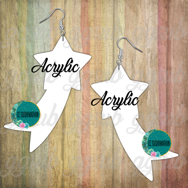 Acrylic - Shooting star (left and rights) - 5 & 10 pairs 1.5 & 2 inch size - Sublimation Acrylic