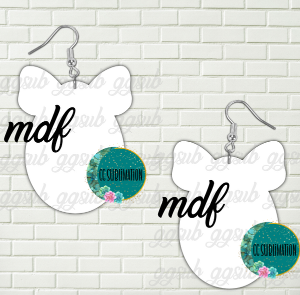 MDF - Egg with bow- earrings 3 sizes to choose from