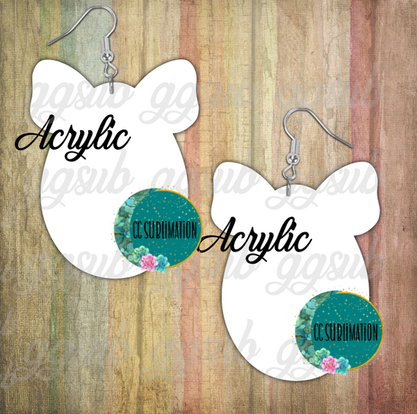 Acrylic - Egg with bow - 5 & 10 pairs 1.5 & 2 inch size - Sublimation Acrylic