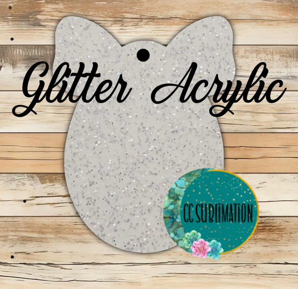 Glitter Acrylic - Egg with bow- With or Without Hole - Sublimation Acrylic