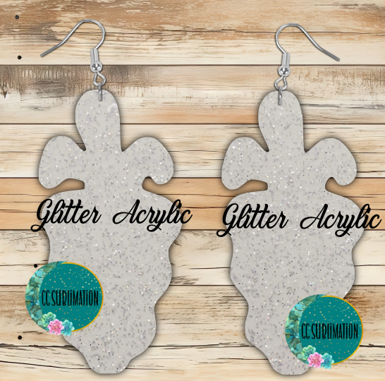 Glitter Acrylic- Wavy carrot - 5 & 10 pairs 1.5 & 2 inch size - Sublimation Acrylic