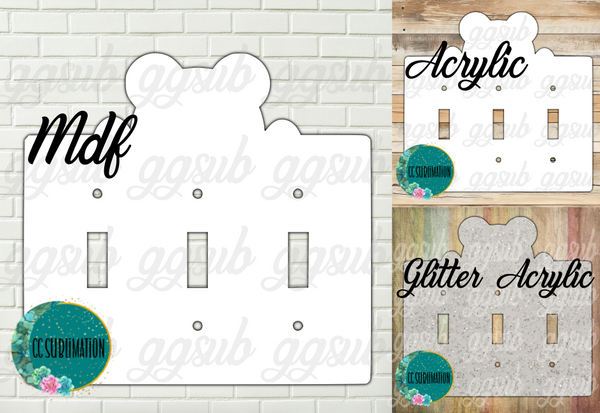 THREE OPTIONS- Peeking teddy bear - TRIPLE light switch Cover Sublimatiom