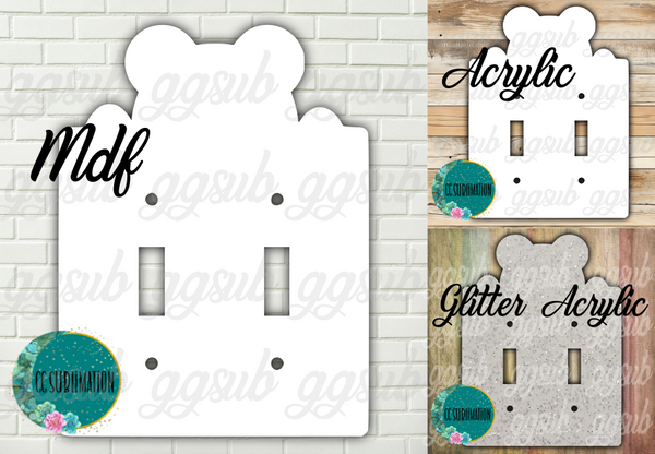THREE OPTIONS- Teddy bear peeking - TRIPLE light switch Cover Sublimation
