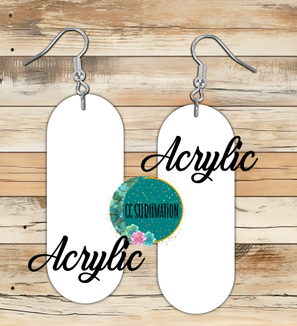 Acrylic - Oval bar - 5 & 10 pairs 1.5 & 2 inch size - Sublimation Acrylic