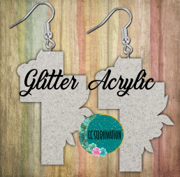 Glitter Acrylic- Floral cross - 5 & 10 pairs 1.5 & 2 inch size - Sublimation Acrylic