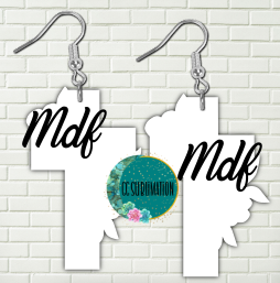 MDF - Floral cross - earrings 2 sizes to choose from