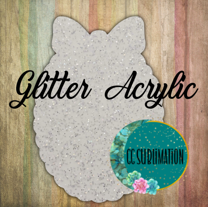 Glitter Acrylic - Scalloped oval with bow - With or Without Hole - Sublimation Acrylic