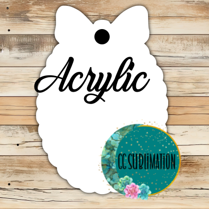 Acrylic- Scalloped oval with bow- With or Without Hole - Sublimation Acrylic