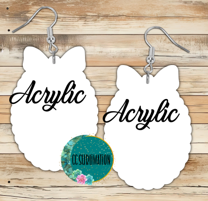 Acrylic - Scalloped oval with bow- 5 & 10 pairs 1.5 & 2 inch size - Sublimation Acrylic