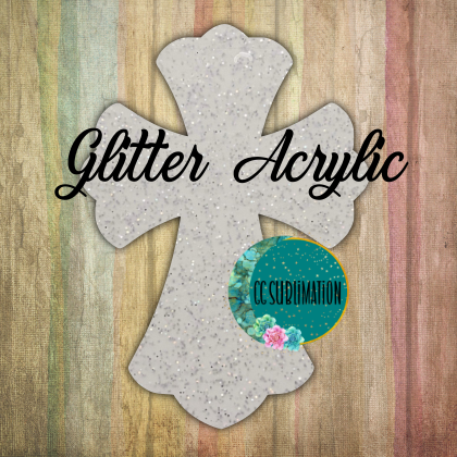 Glitter Acrylic - Fancy cross - With or Without Hole - Sublimation Acrylic