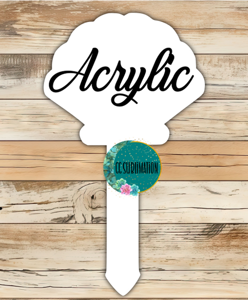 Scalloped shell Garden Stake - Sublimation GLITTER Acrylic